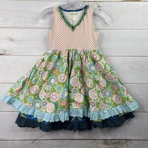 Matilda Jane Dress Size 10 Sleeveless Floral Layered Birds Eyelet Trim Pullover